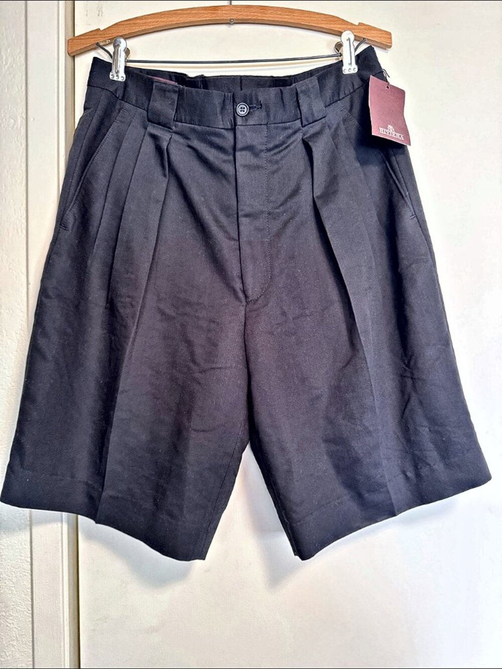 NWT Vintage Riviera Pleated Dress Shorts Black Tailored Made in Canada Sz 34